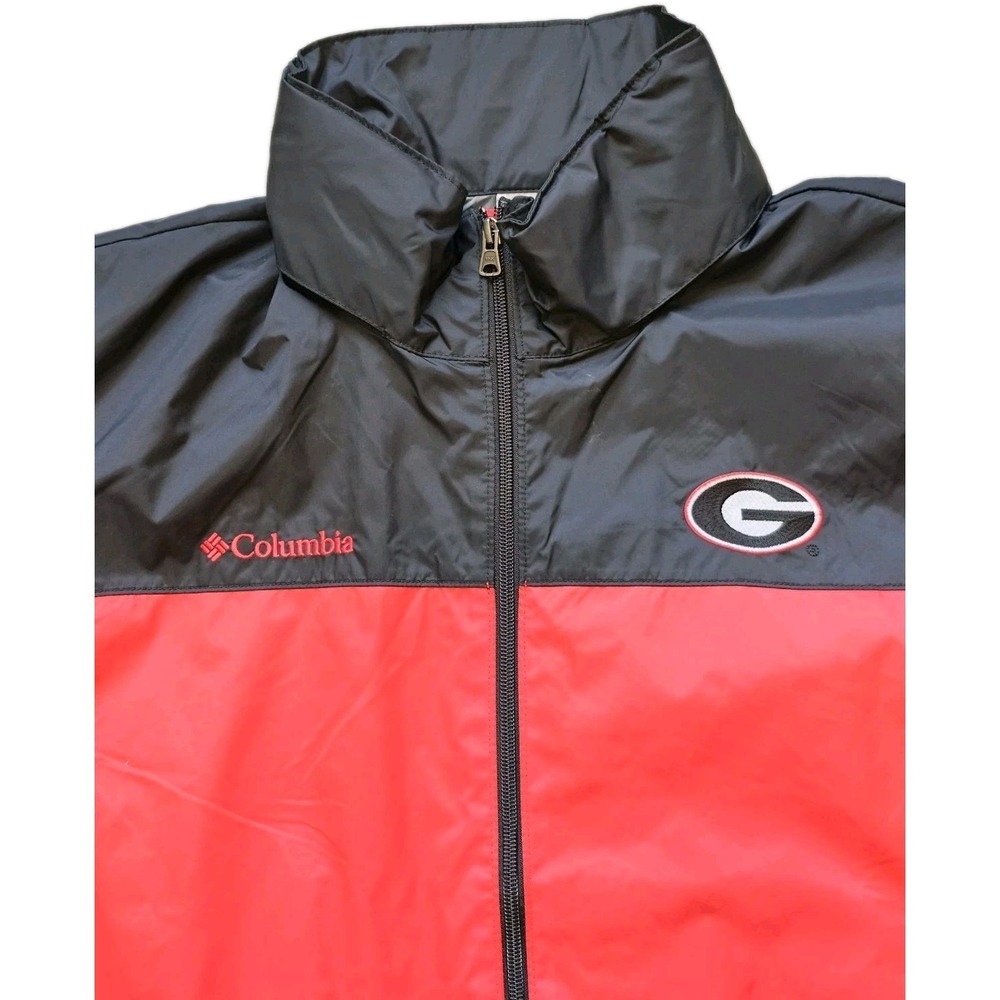 Columbia Mens Jacket Size XL Georgia Bulldogs Red Black Full Zip Windbreaker